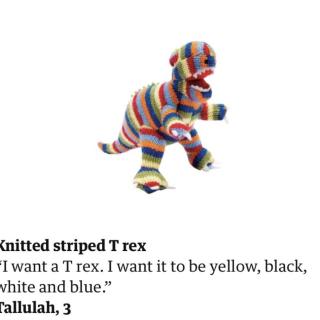 We’re in The Guardian! Thanks to lovely stockist Rockaway Toys our stripe T Rex toy is in The Guardian Xmas gift guide