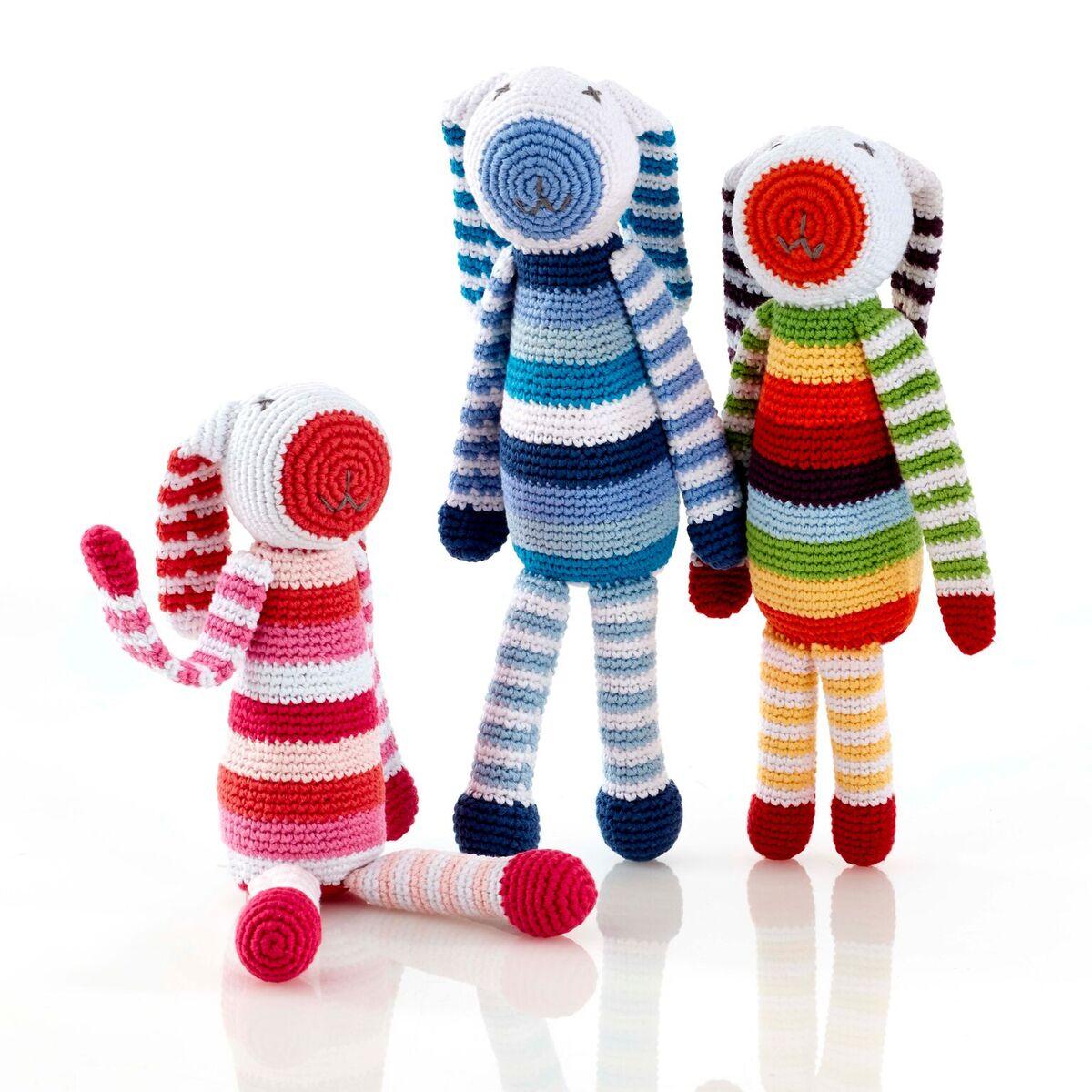 Download Fairtrade Rattles : Fair Trade Cotton Crochet Bunny Baby Rattle with Rainbow Multi Stripe