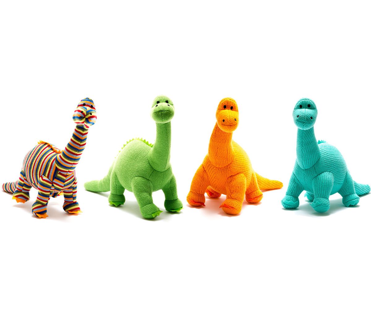 Best Dinosaur Toys Green Diplodocus Knitted Dinosaur Toy. Special Gift