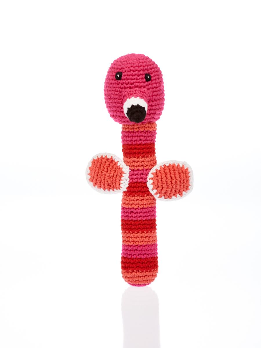 Download Pebble Play Rattles: Fair Trade Crochet Cotton Flamingo Stick Baby Rattle