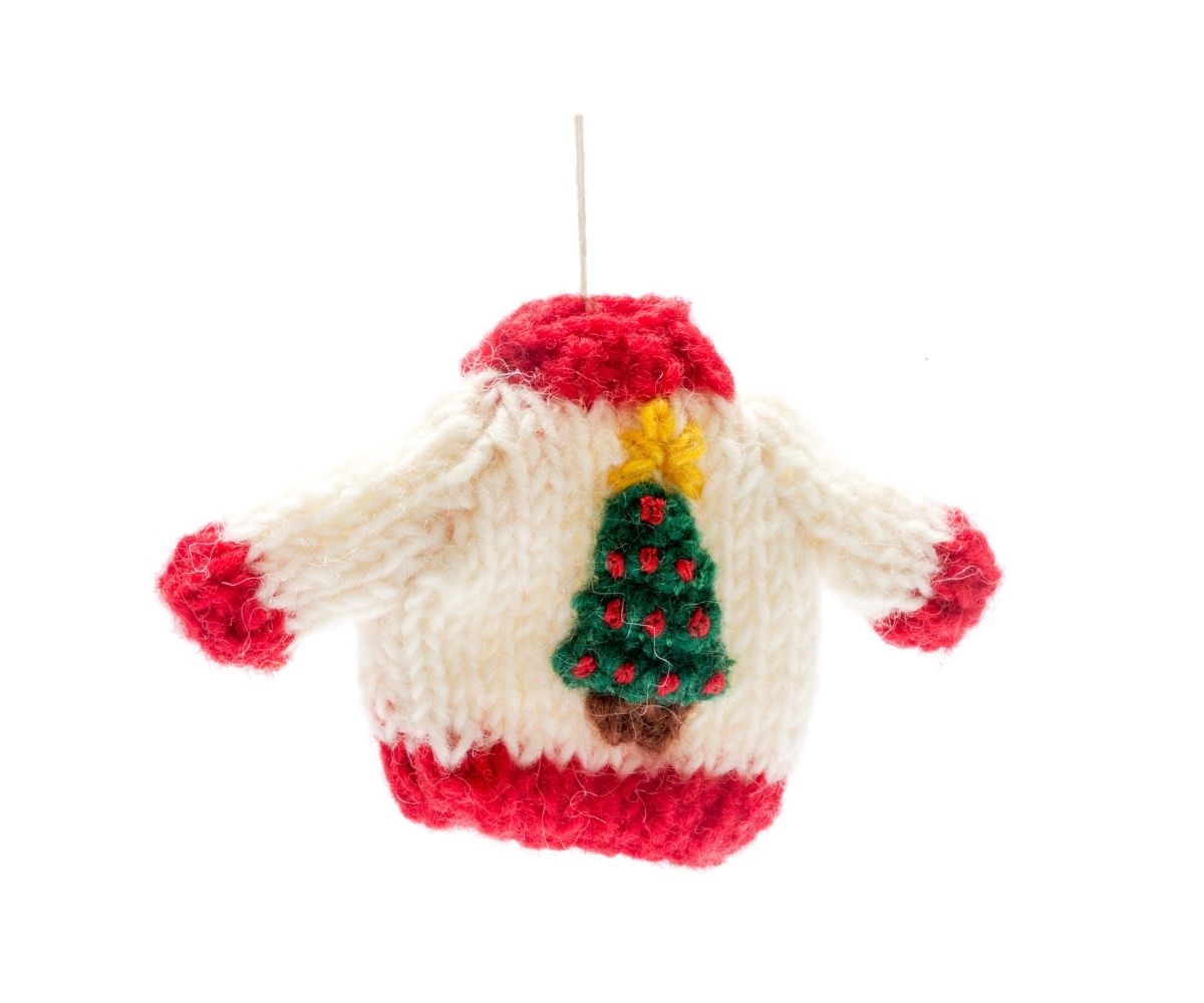 Christmas jumper with Xmas tree design Christmas decoration - handmade