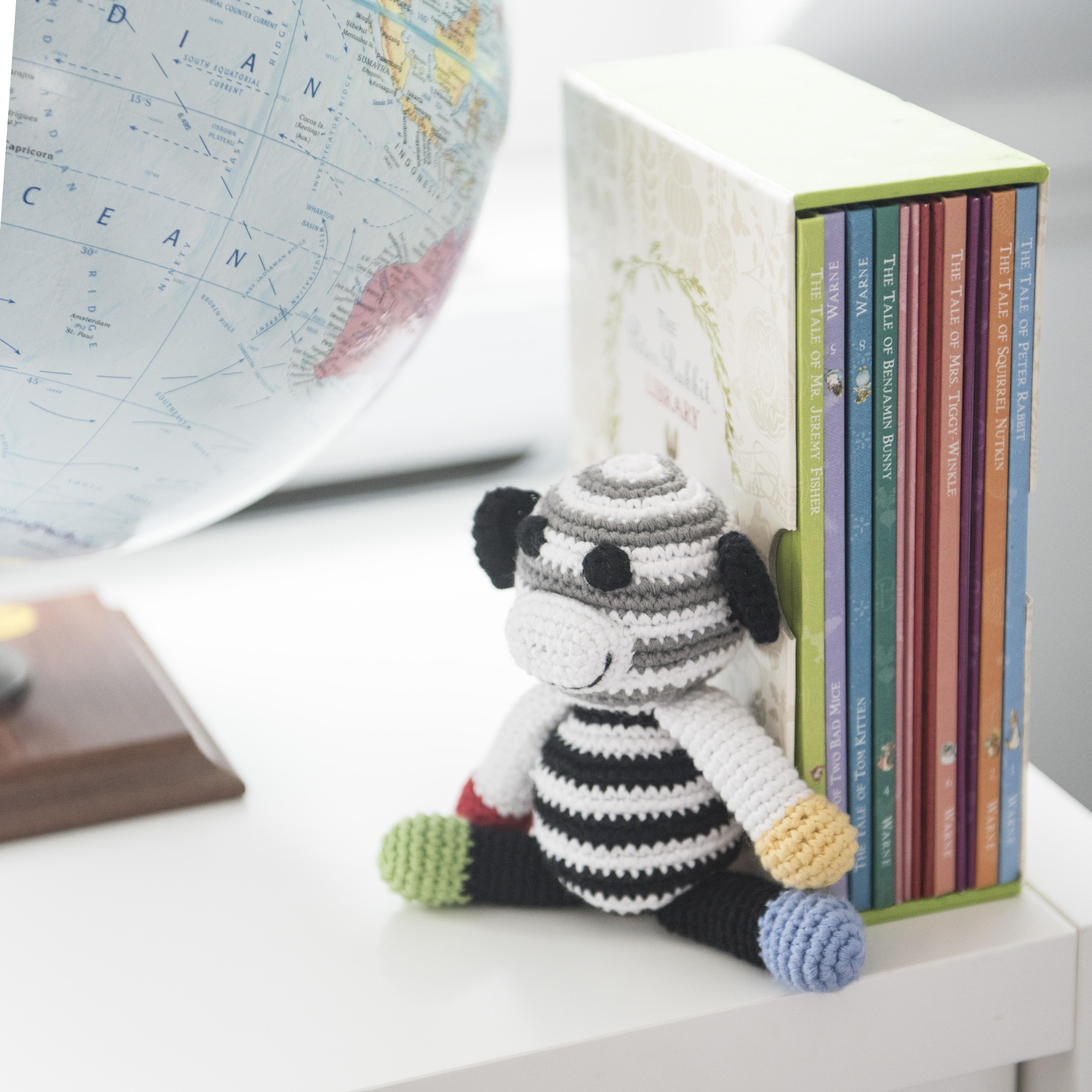 Download Noah's Ark : Fair Trade Cotton Crochet Black and White Monkey Baby Rattle